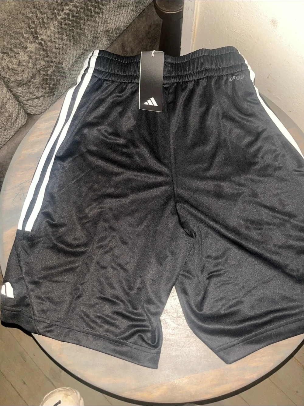 NWT adidas Black Athletic Shorts with White Stripes
